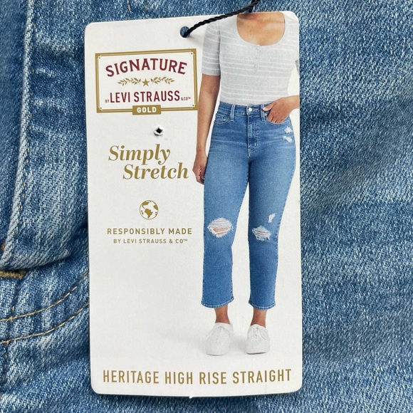 Signature Levi Strauss Gold Heritage High Rise Straight Mom Jeans 6/W28 Stretch - Picture 2 of 11